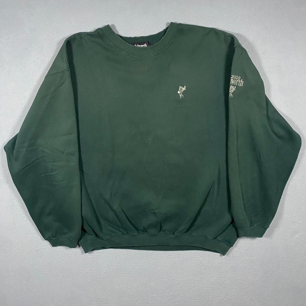 Vintage Ashworth Golf Sweatshirt Mens Medium Green Made in USA 2000 Crewneck